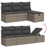 7 Piece Garden Sofa Set with Cushions Grey Poly Rattan - Side View