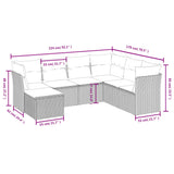 7 Piece Garden Sofa Set with Cushions Grey Poly Rattan - Top-Down View