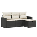 4 Piece Garden Sofa Set with Cushions Black Poly Rattan