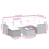 7 Piece Garden Sofa Set with Cushions Black Poly Rattan