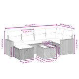 7 Piece Garden Sofa Set with Cushions Grey Poly Rattan