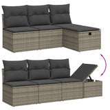 7 Piece Garden Sofa Set with Cushions Grey Poly Rattan - Side View