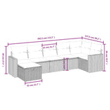 7 Piece Garden Sofa Set with Cushions Grey Poly Rattan - Top-Down View