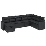 8 Piece Garden Sofa Set with Cushions Black Poly Rattan - Front View