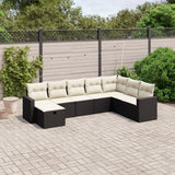8 Piece Garden Sofa Set with Cushions Black Poly Rattan