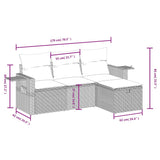 4 Piece Garden Sofa Set with Cushions Grey Poly Rattan - Top-Down View