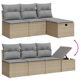 7 Piece Garden Sofa Set with Cushions Grey Poly Rattan - Side View