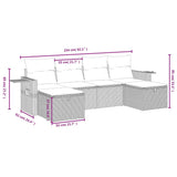 6 Piece Garden Sofa Set with Cushions Grey Poly Rattan