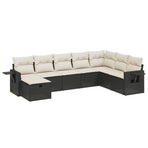 8 Piece Garden Sofa Set with Cushions Black Poly Rattan