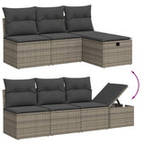 9 Piece Garden Sofa Set with Cushions Grey Poly Rattan - Side View