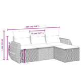 4 Piece Garden Sofa Set with Cushions Black Poly Rattan - Top-Down View