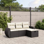 4 Piece Garden Sofa Set with Cushions Black Poly Rattan