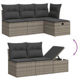 7 Piece Garden Sofa Set with Cushions Grey Poly Rattan - Side View