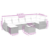 8 Piece Garden Sofa Set with Cushions Grey Poly Rattan