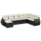 8 Piece Garden Sofa Set with Cushions Black Poly Rattan - Front View