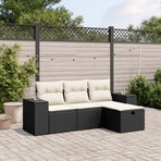 4 Piece Garden Sofa Set with Cushions Black Poly Rattan