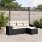 4 Piece Garden Sofa Set with Cushions Black Poly Rattan
