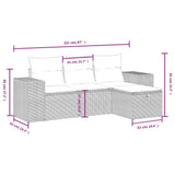 4 Piece Garden Sofa Set with Cushions Grey Poly Rattan