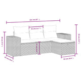 4 Piece Garden Sofa Set with Cushions Grey Poly Rattan - Top-Down View