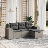 4 Piece Garden Sofa Set with Cushions Grey Poly Rattan