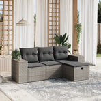 4 Piece Garden Sofa Set with Cushions Grey Poly Rattan