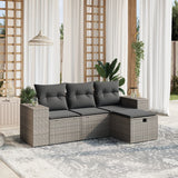 4 Piece Garden Sofa Set with Cushions Grey Poly Rattan