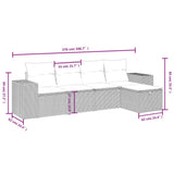 5 Piece Garden Sofa Set with Cushions Black Poly Rattan