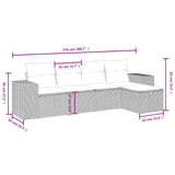 5 Piece Garden Sofa Set with Cushions Black Poly Rattan