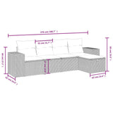 5 Piece Garden Sofa Set with Cushions Grey Poly Rattan
