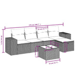 6 Piece Garden Sofa Set with Cushions Grey Poly Rattan - Top-Down View