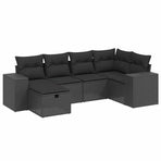 6 Piece Garden Sofa Set with Cushions Black Poly Rattan