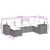 6 Piece Garden Sofa Set with Cushions Grey Poly Rattan - Top-Down View