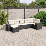 7 Piece Garden Sofa Set with Cushions Black Poly Rattan