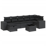 8 Piece Garden Sofa Set with Cushions Black Poly Rattan - Front View