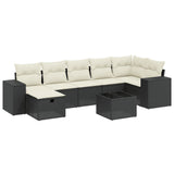 8 Piece Garden Sofa Set with Cushions Black Poly Rattan - Front View