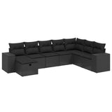 8 Piece Garden Sofa Set with Cushions Black Poly Rattan - Front View