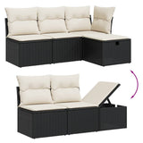 6 Piece Garden Sofa Set with Cushions Black Poly Rattan