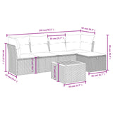 6 Piece Garden Sofa Set with Cushions Black Poly Rattan - Top-Down View