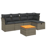 6 Piece Garden Sofa Set with Cushions Grey Poly Rattan