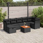 8 Piece Garden Sofa Set with Cushions Black Poly Rattan