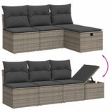 8 Piece Garden Sofa Set with Cushions Grey Poly Rattan - Side View