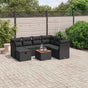 8 Piece Garden Sofa Set with Cushions Black Poly Rattan