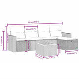 6 Piece Garden Sofa Set with Cushions Black Poly Rattan - Top-Down View