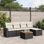 6 Piece Garden Sofa Set with Cushions Black Poly Rattan