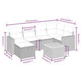 7 Piece Garden Sofa Set with Cushions Black Poly Rattan