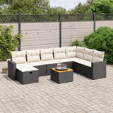 9 Piece Garden Sofa Set with Cushions Black Poly Rattan