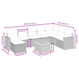 9 Piece Garden Sofa Set with Cushions Grey Poly Rattan