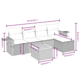 6 Piece Garden Sofa Set with Cushions Black Poly Rattan