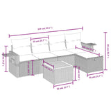 6 Piece Garden Sofa Set with Cushions Black Poly Rattan - Top-Down View