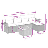 6 Piece Garden Sofa Set with Cushions Black Poly Rattan